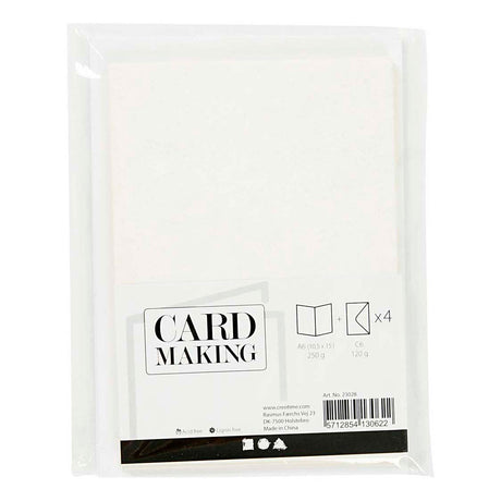 Creativ company kaarten en enveloppen 10,5x15cm glitter wit - 4st.