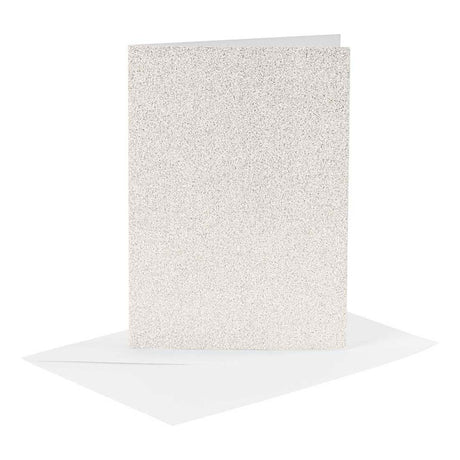 Creativ company kaarten en enveloppen 10,5x15cm glitter wit - 4st.