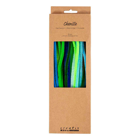 Creativ company chenille 6mm x 30cm groen en turquoise harmonie - 25st.