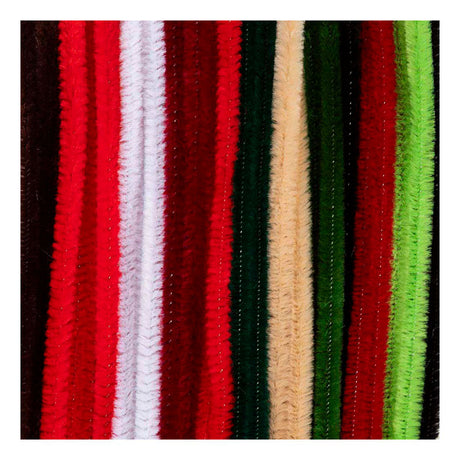 Creativ company chenille 6mm x 30cm kerst kleuren- 25st.