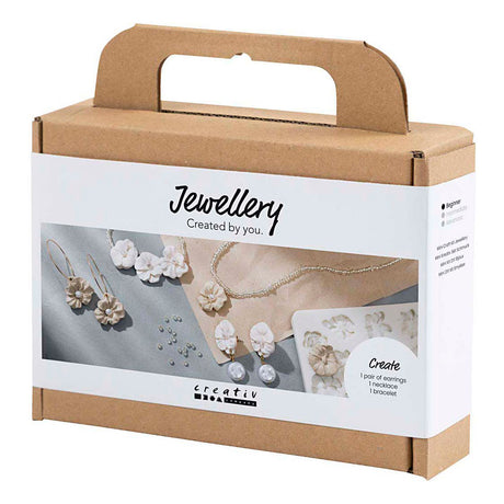 Creativ company http: www.cchobby.nl mini-hobbyset-sieraden-oorbellen-armband-en-halsketting-met-bloemontwerp-beige-licht-beige-beige-1-doos