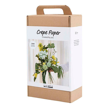 Creativ company http: www.cchobby.nl maxi-hobbyset-crepepapier-bloemenboeket-lichtgroen-donkergroen-pastel-groen-wit-1-doos