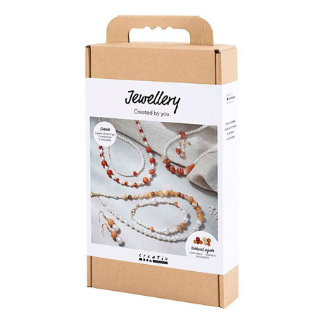 Creativ company hobbyset sieraden beige burnt orange wit parelmoer