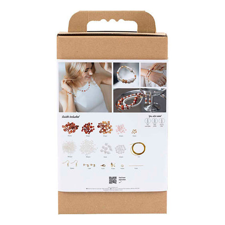 Creativ company hobbyset sieraden beige burnt orange wit parelmoer