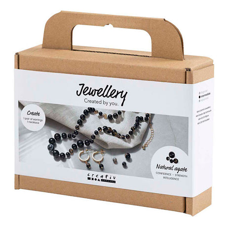 Creativ company mini hobbyset sieraden halsketting en oorbellen zwart en wit