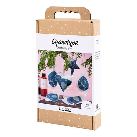 Creativ company hobbyset cyanotypie kerstdecoraties met cyanotypie blauw