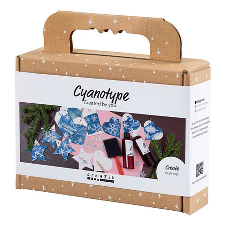 Creativ company mini hobbyset cyanotypie geschenklabels blauw en zilver