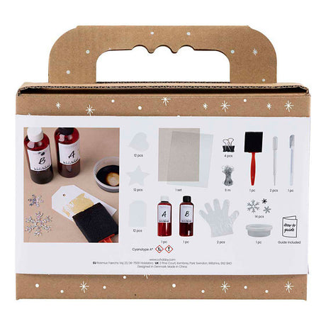 Creativ company mini hobbyset cyanotypie geschenklabels blauw en zilver