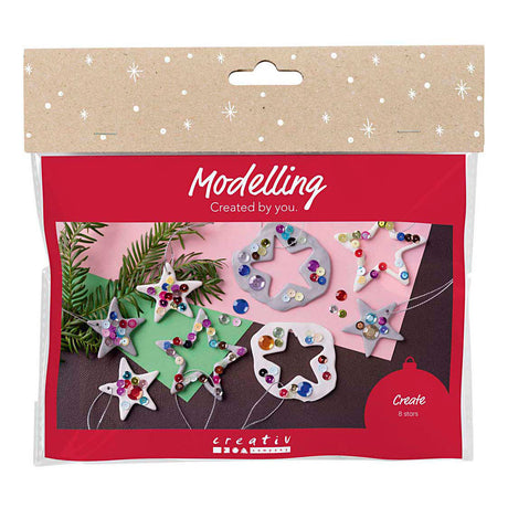 Creativ company mini hobbyset boetseren sterren zilver wit