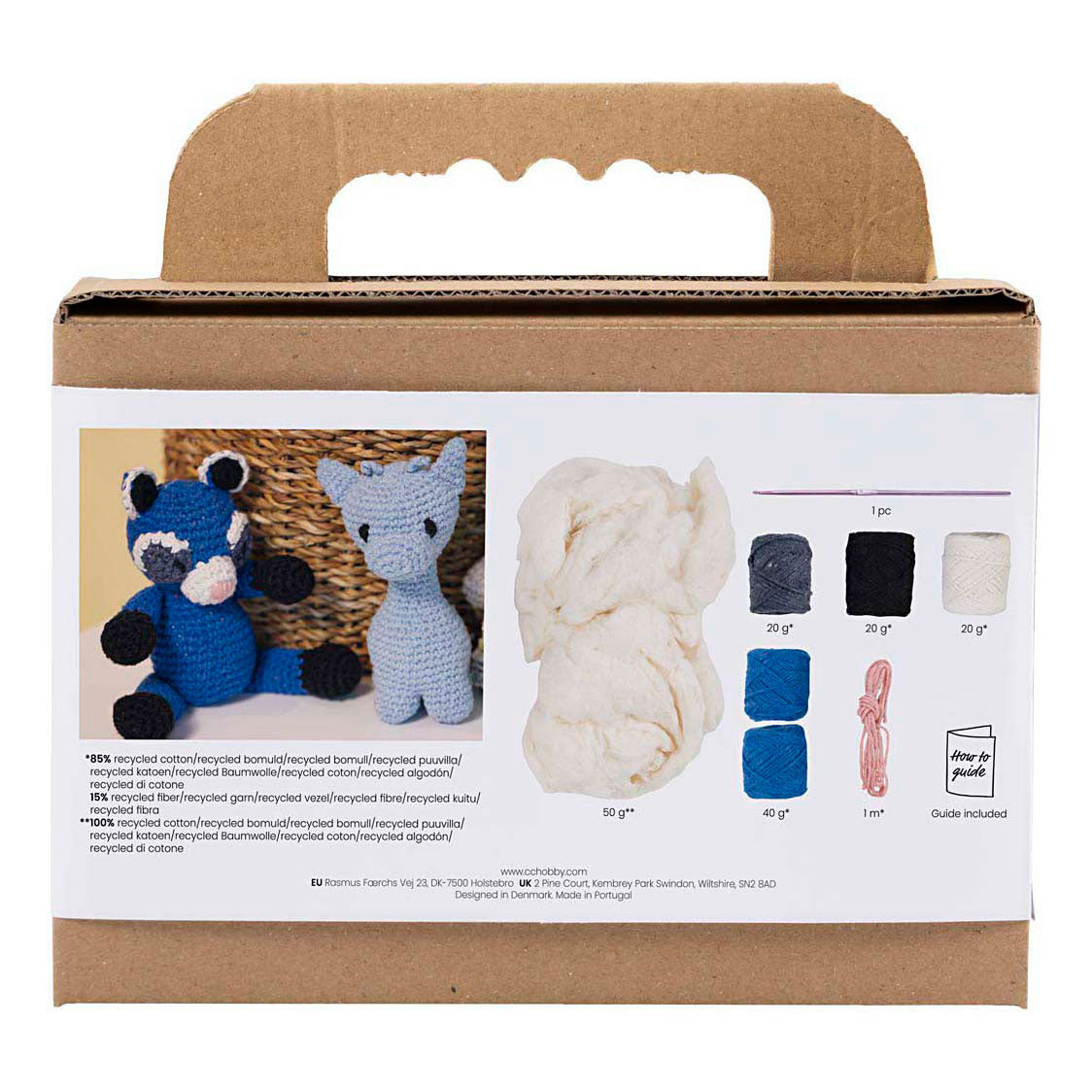 Creativ company http: www.cchobby.nl hobbyset-amigurumi-wasbeer-zwart-blauw-1-doos
