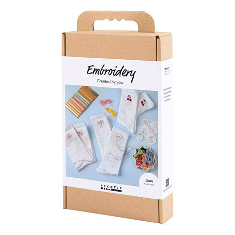 Creativ company hobbyset borduurwerk sokken wit