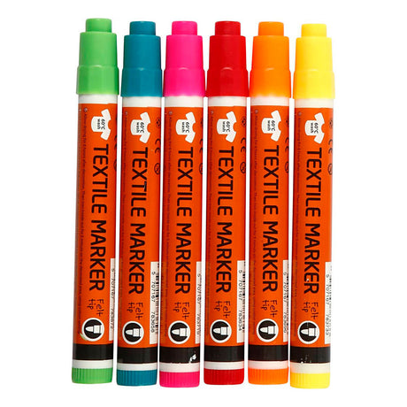 Creativ company textielstiften neon kleuren - lijndikte 2-4mm - 6st.