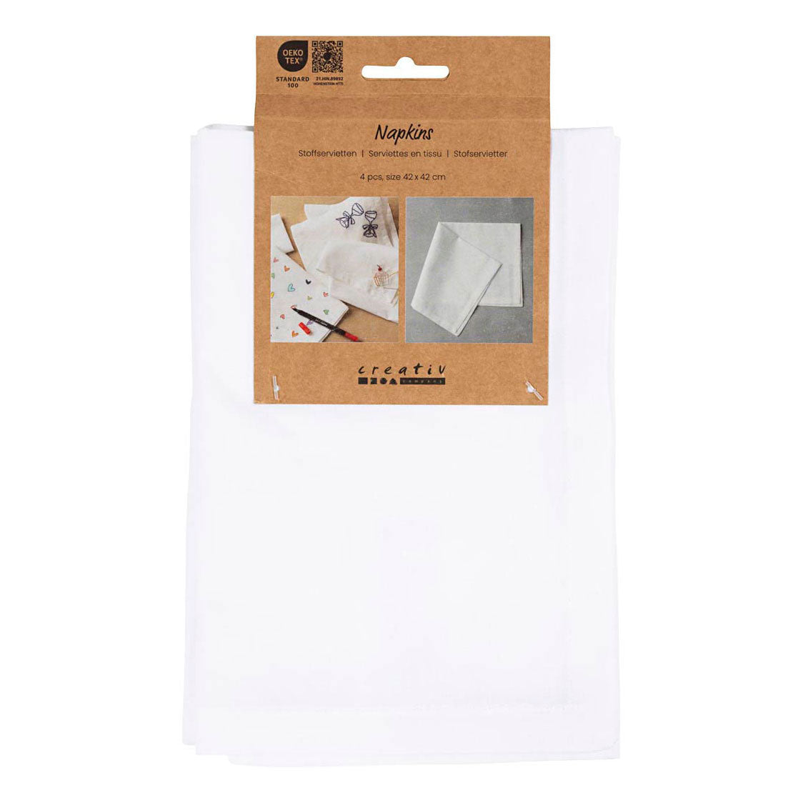 Creativ company textiel servetten wit 42x42cm - 4st.