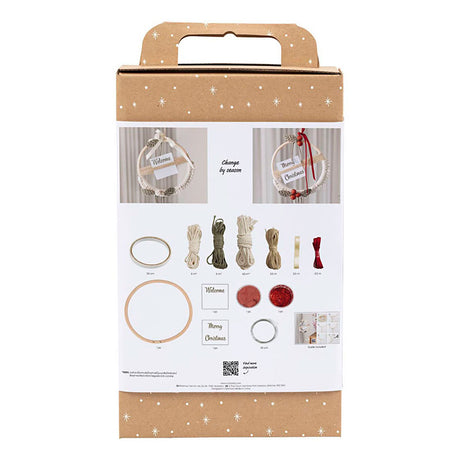 Creativ company http: www.cchobby.nl hobbyset-macrame-kerstkrans-mosgroen-kerstrood-off-white-1-doos