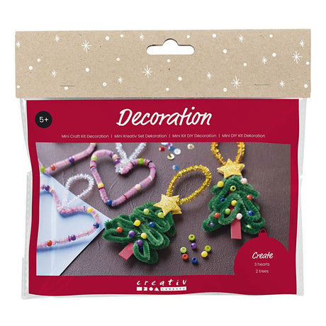 Creativ company mini hobbyset decoratie hartjes en kerstbomen
