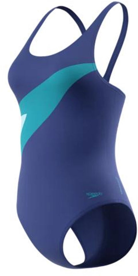 Speedo hyperboom butterfly back 1p dames - chloorbestendig sportbadpak dames - kleurvast badpak dames - zwempak dames met butterfly back - blauw blauw - 36
