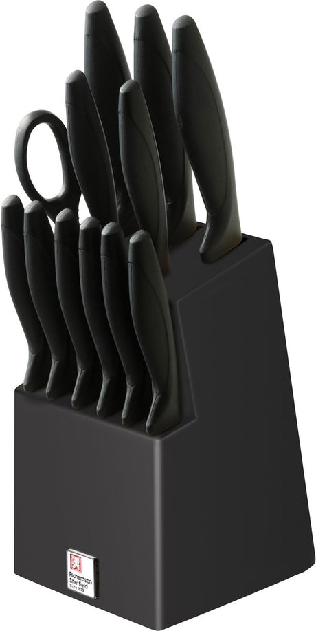 Richardson sheffield urban – 12-delig messenblok – inclusief 6 steakmessen keukenschaar – zwart– 13 0 messenstaal – sterk, duurzaam betrouwbaar-cadeauverpakking