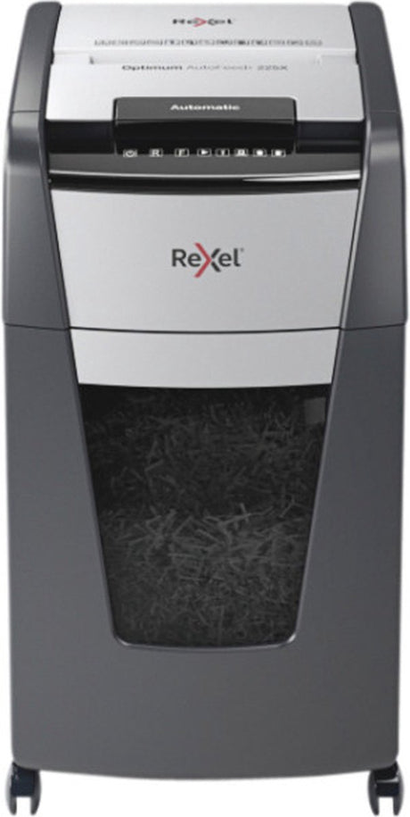 Rexel optimum autofeed+ 225x fluisterstille papierversnipperaar - p4 snippers - automatische invoer tot 225 vel - 60l - zwart