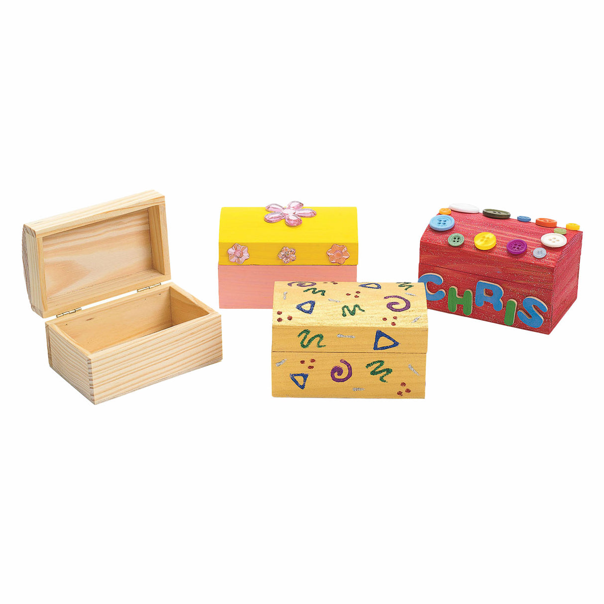 Colorations - versier je eigen houten schatkist, set van 12