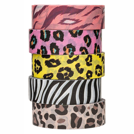 Colorations - washi tape dieren patronen 5 rollen, 5mtr.