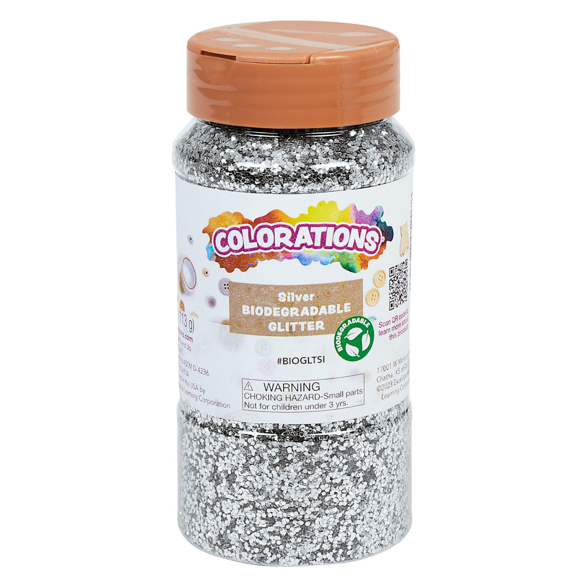 Colorations organic degradable glitter silver, 113 grams