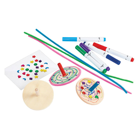 Colorations houten tollen set - 24 stuks creatief speelgoed voor kinderen.