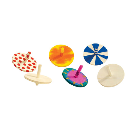 Colorations houten tollen set - 24 stuks creatief speelgoed voor kinderen.