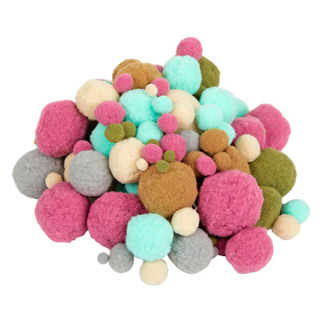 Colorations - pom poms natuurlijke tinten en kleur, 300st.
