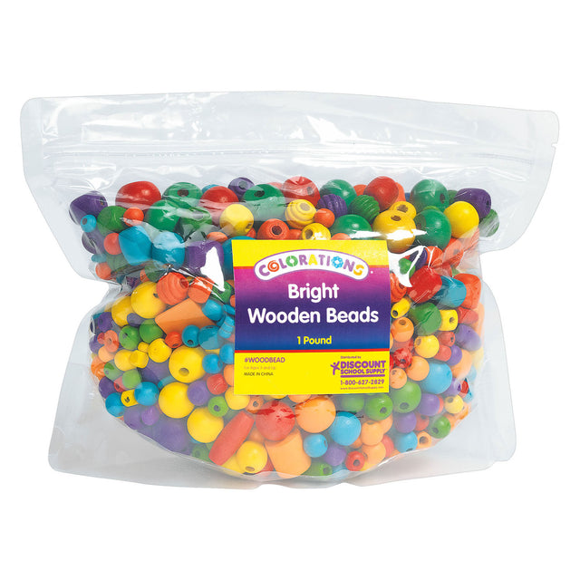 Colorations - heldere houten kralen, 450 gram