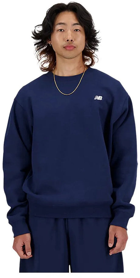 New balance sport essentials fleece crew heren trui - navy