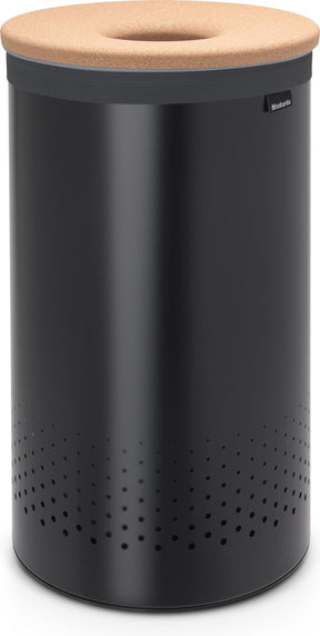 Brabantia wasmand - met deksel - 60 l - matt black kurken deksel