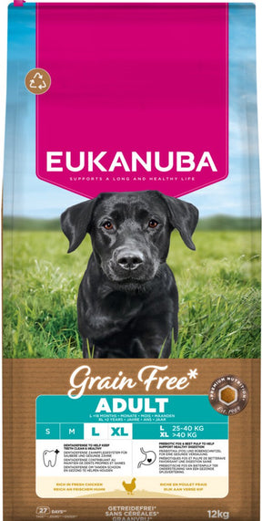 Eukanuba grain free adult large breed - hondenvoer - kip 12 kg