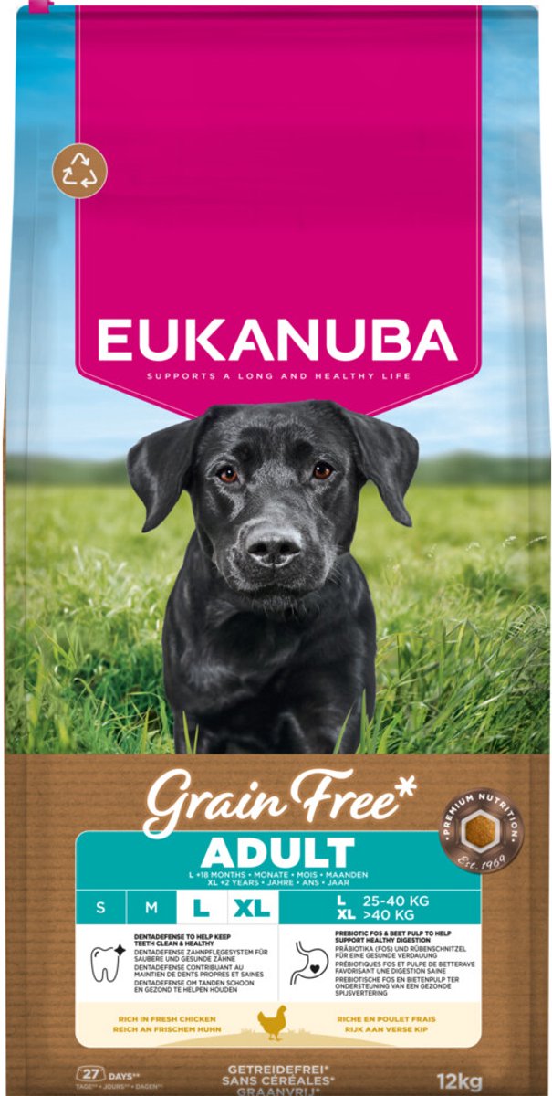 Eukanuba grain free adult large breed - hondenvoer - kip 12 kg