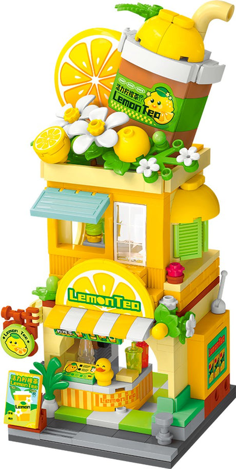 Geronimo games keepplay - zesty lemon tea shop- - city corner - building blocks - vanaf 6 jaar oud - 344 stukjes