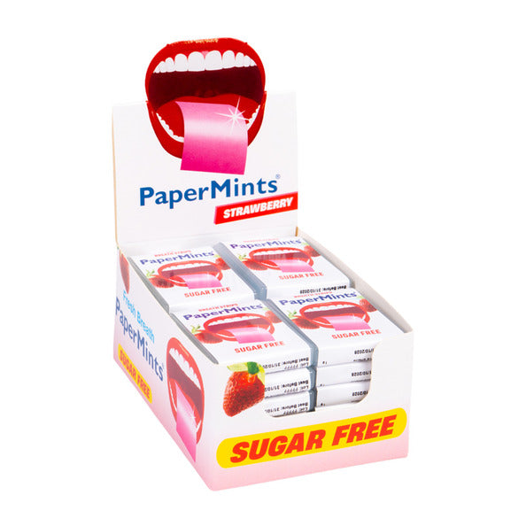 Papermints strips strawberry (24 stuks)