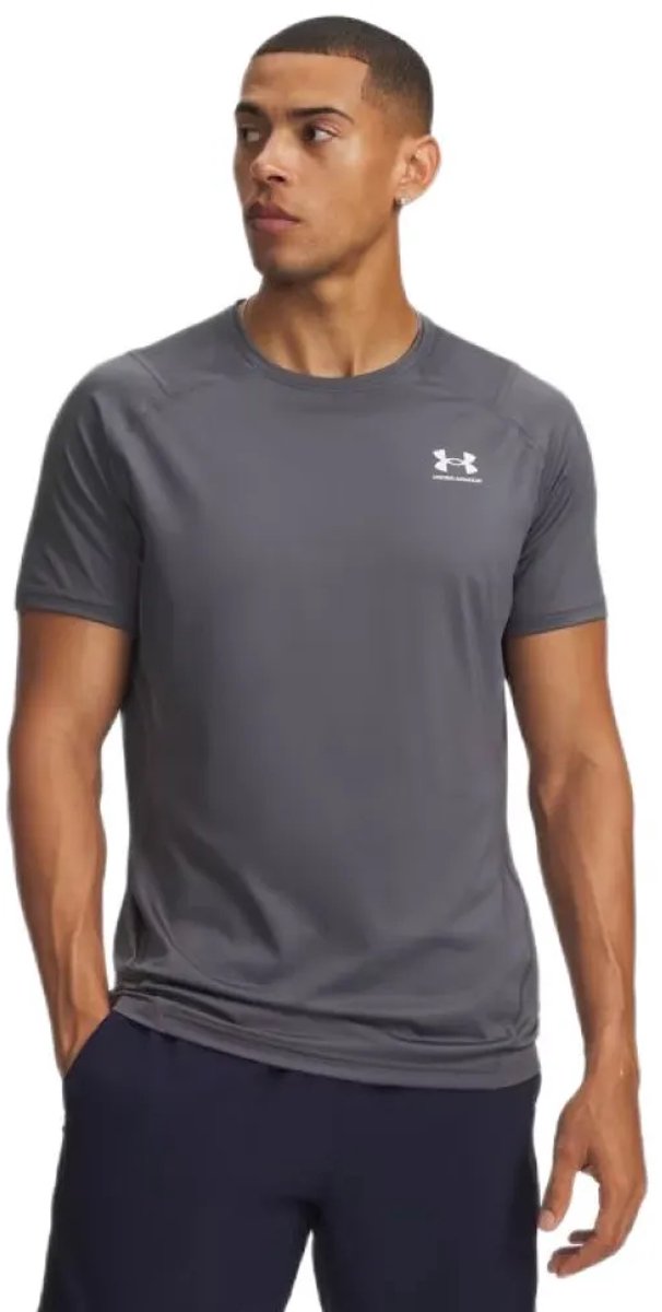 Under armour ua hg armour fitted ss-gry heren sportshirt - castlerock - wit m