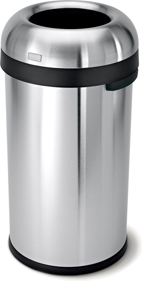 Simplehuman open afvalbak - 60 liter - ronde - zwaar geborsteld roestvrij staal