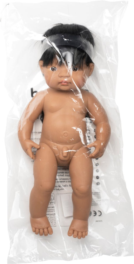Miniland pop - pop latijnse jongen 38cm - met vanillegeur - waterdicht - 10 maanden