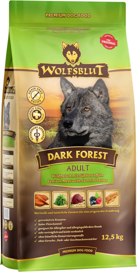 Wolfsblut dark forest - hondenvoer - wild met zoete aardappel - 12,5 kg - graanvrij glutenvrij - voor volwassen honden