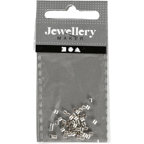 Creotime knijpkralen, d: 2 mm, sterling zilver, ss, 50 stuks