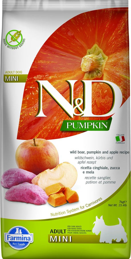 Farmina n d adult mini - kattenvoer - appel pompoen - wild zwijn - graanvrij