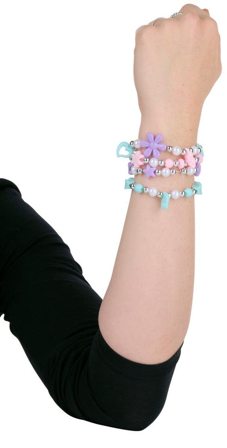 Eddy toys kralen sieraden maakset - 3000 stuks figuurkralen - voor armbanden en kettingen - stimuleert creativiteit en fijne motoriek - paars, licht roze, licht blauw