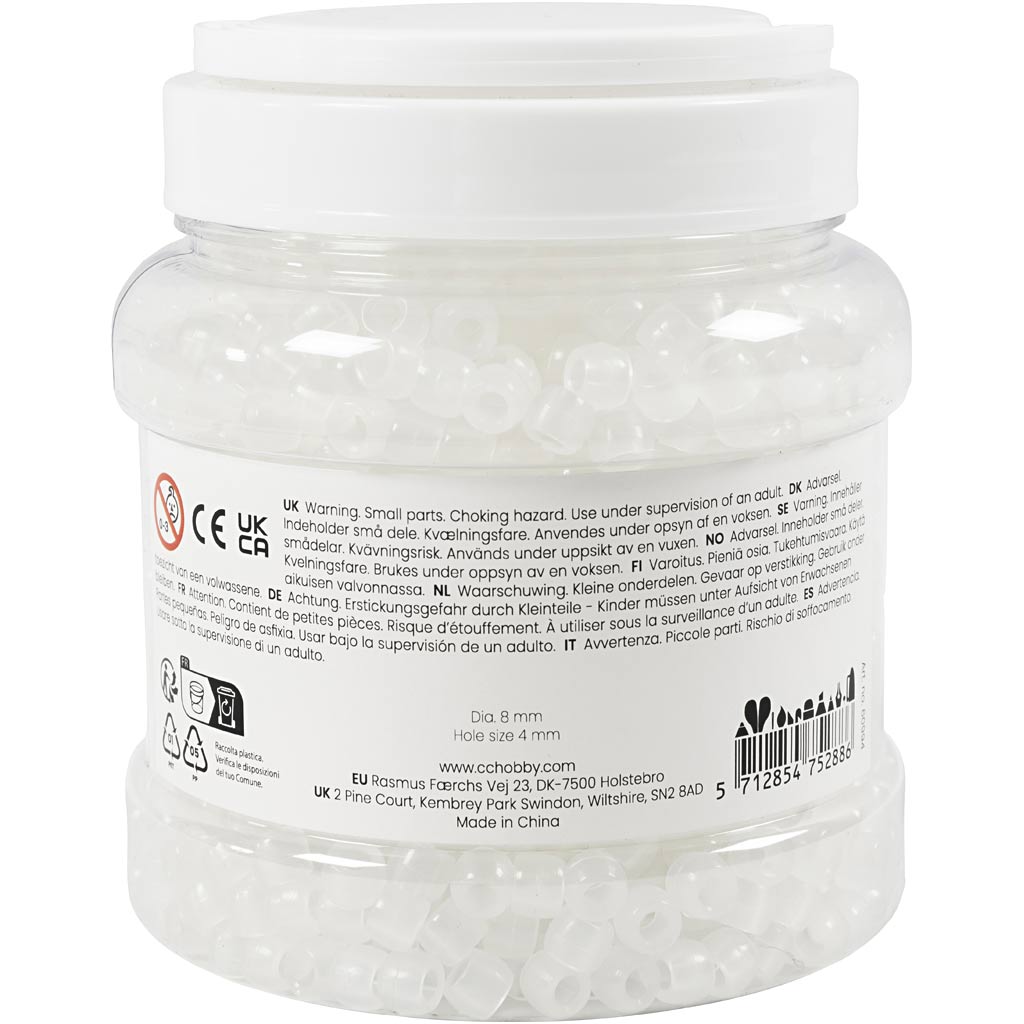 Creativ company http: www.cchobby.nl uv-parels-l-6-mm-d-8-mm-gatgrootte-4-mm-ca-1800-stuk-diverse-kleuren-320-gr-700-ml-1-doosje
