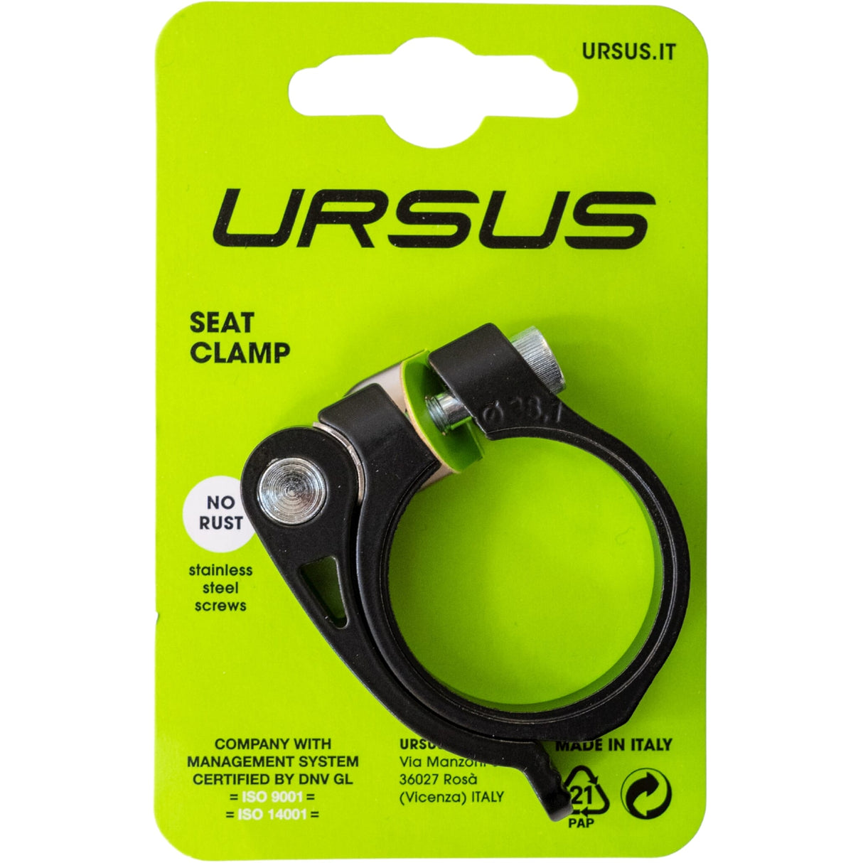 Ursus Seat Pap Clamp 38.1Ø z ročico črno na zemljevidu