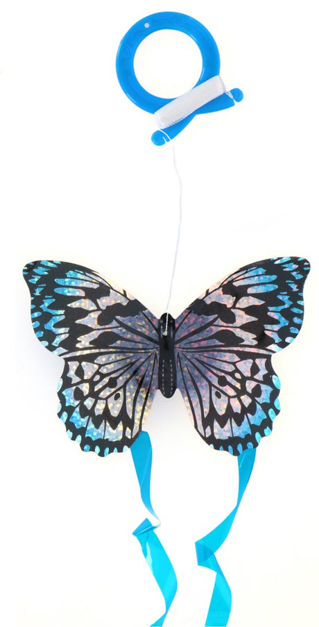 Eddy toys kite butterfly mini - vlinder vlieger van kunststof - geschikt voor buitenspelen - afmeting 10 x 7 x 0,2 cm - gewicht 4 gram - kleur zilver, multi kleur en licht groen