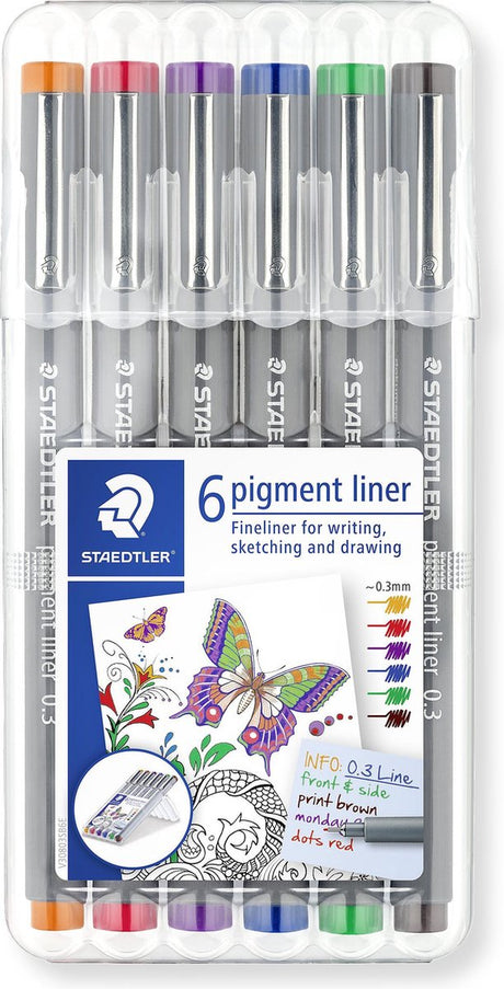 Staedtler - pigment liner - box 6 kleuren - 0,3 mm