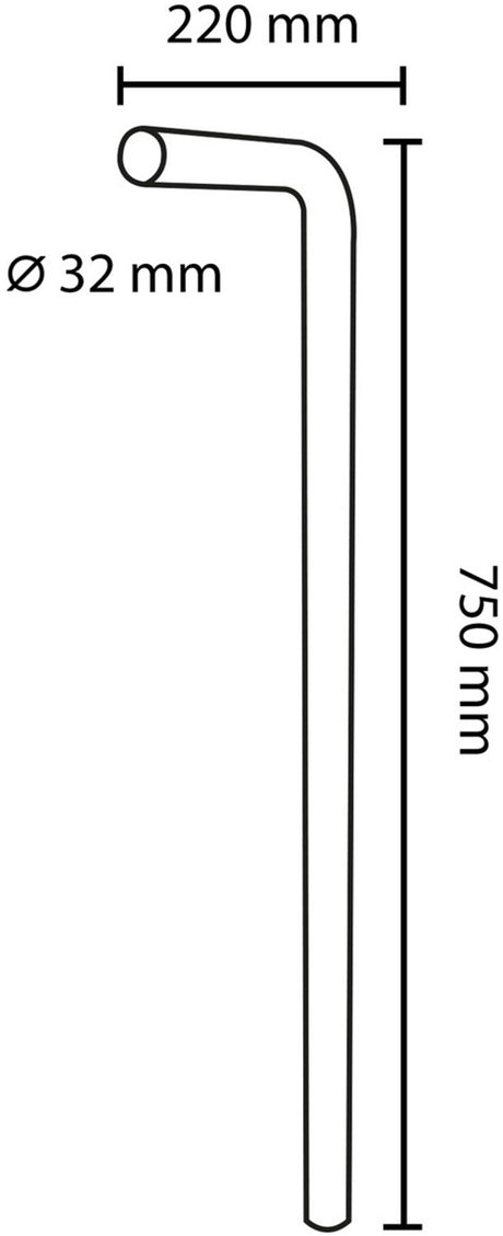 Differnz vloerbuis mat zwart � duurzaam roestvrij staal � ø 32 mm � 750 x 220 mm