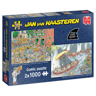 Jumbo jan van haasteren legpuzzel - de kaasmarkt skutsjesilen - 2x1000st.