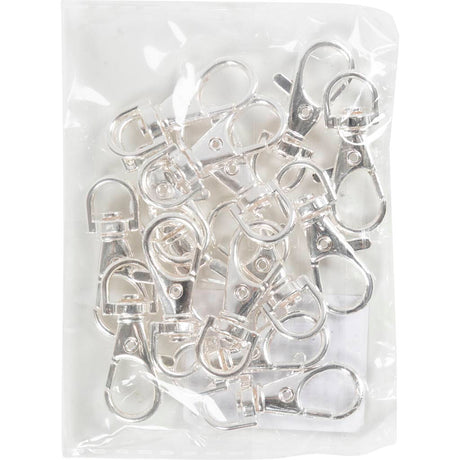 Creativ company creotime - hobbysieradensluiting - sleutelhanger - 40 mm - zilver - 15 stuks