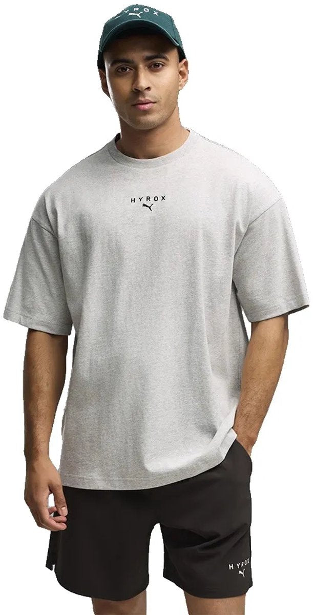 Puma x hyrox lifestyle t-shirt met korte mouwen grijs l man l
